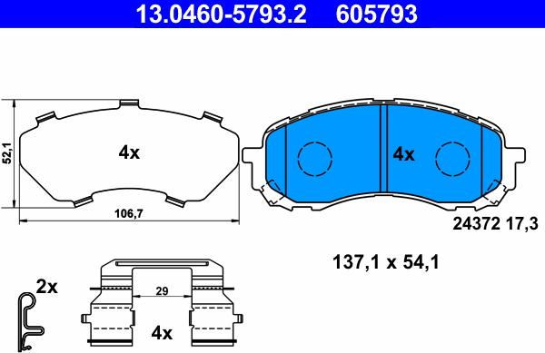 ATE 13.0460-5793.2 - Set placute frana,frana disc aaoparts.ro