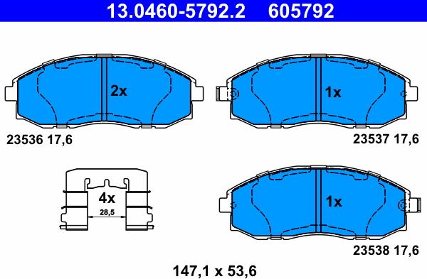 ATE 13.0460-5792.2 - Set placute frana,frana disc aaoparts.ro