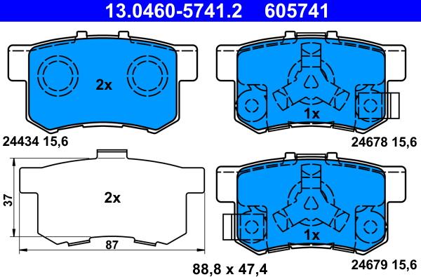 ATE 13.0460-5741.2 - Set placute frana,frana disc aaoparts.ro