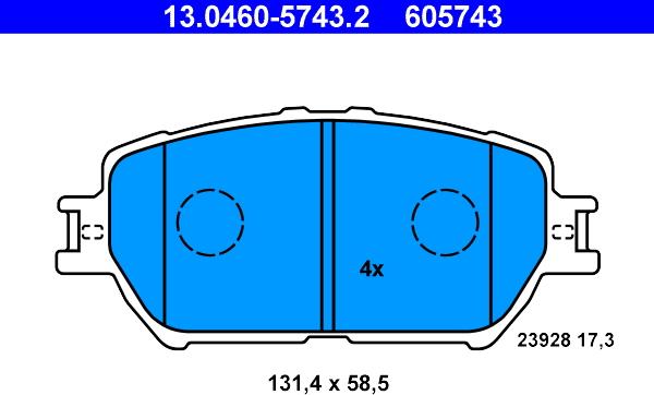 ATE 13.0460-5743.2 - Set placute frana,frana disc aaoparts.ro