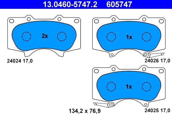 ATE 13.0460-5747.2 - Set placute frana,frana disc aaoparts.ro