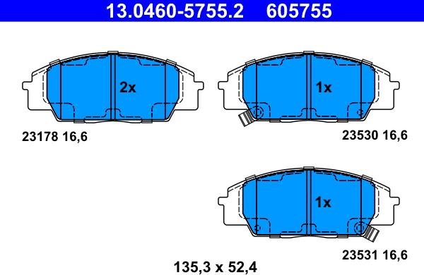 ATE 13.0460-5755.2 - Set placute frana,frana disc aaoparts.ro