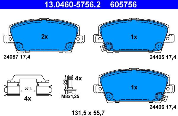 ATE 13.0460-5756.2 - Set placute frana,frana disc aaoparts.ro