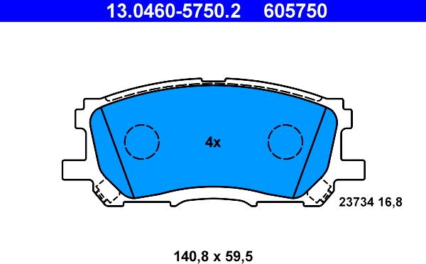 ATE 13.0460-5750.2 - Set placute frana,frana disc aaoparts.ro