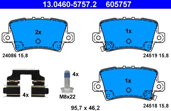 ATE 13.0460-5757.2 - Set placute frana,frana disc aaoparts.ro