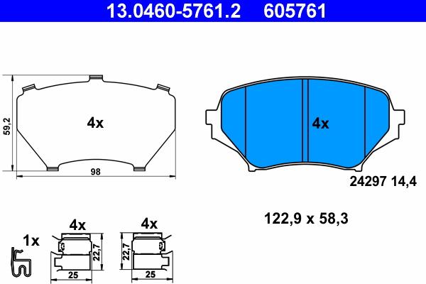 ATE 13.0460-5761.2 - Set placute frana,frana disc aaoparts.ro