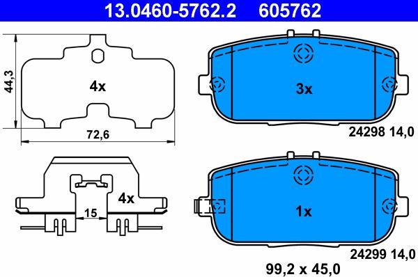 ATE 13.0460-5762.2 - Set placute frana,frana disc aaoparts.ro