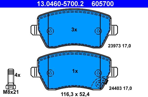 ATE 13.0460-5700.2 - Set placute frana,frana disc aaoparts.ro