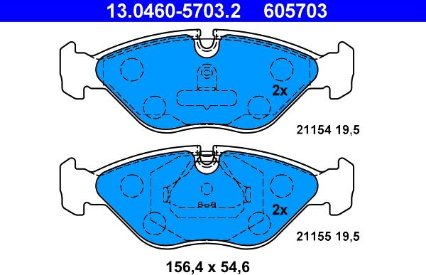 ATE 13.0460-5703.2 - Set placute frana,frana disc aaoparts.ro