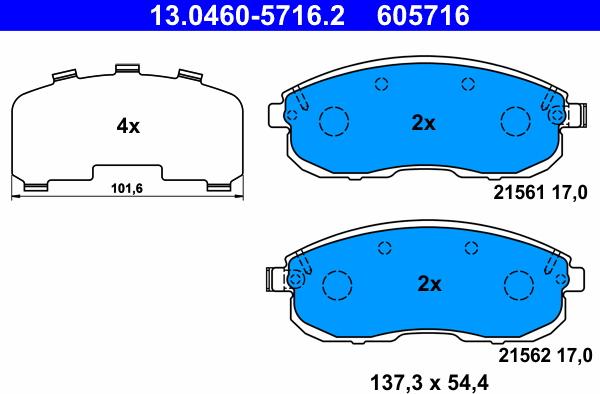 ATE 13.0460-5716.2 - Set placute frana,frana disc aaoparts.ro