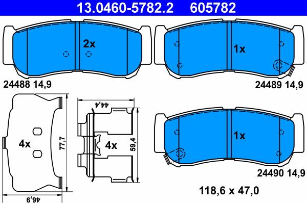 ATE 13.0460-5782.2 - Set placute frana,frana disc aaoparts.ro