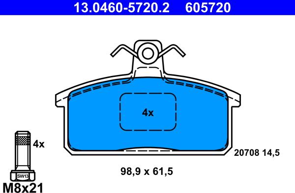 ATE 13.0460-5720.2 - Set placute frana,frana disc aaoparts.ro