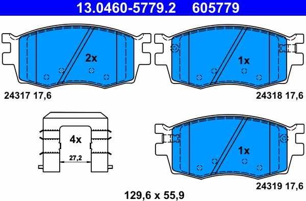 ATE 13.0460-5779.2 - Set placute frana,frana disc aaoparts.ro