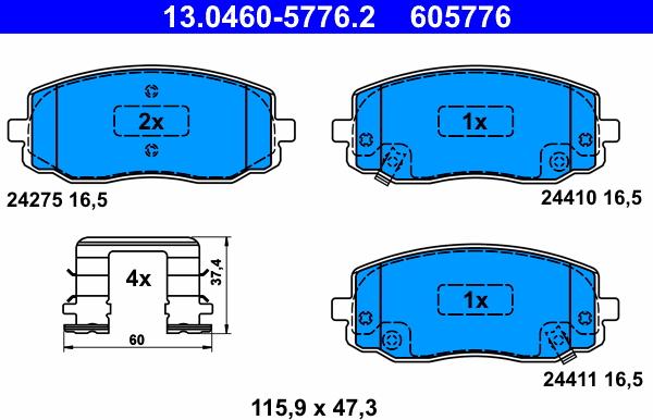 ATE 13.0460-5776.2 - Set placute frana,frana disc aaoparts.ro