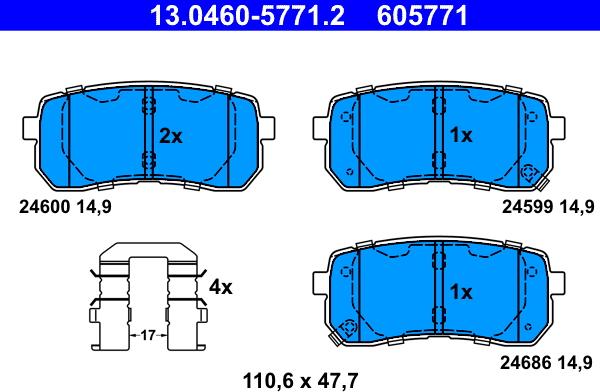 ATE 13.0460-5771.2 - Set placute frana,frana disc aaoparts.ro