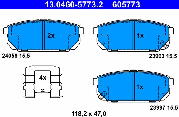 ATE 13.0460-5773.2 - Set placute frana,frana disc aaoparts.ro