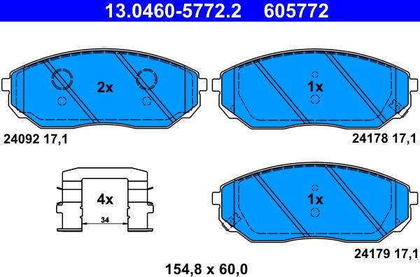 ATE 13.0460-5772.2 - Set placute frana,frana disc aaoparts.ro