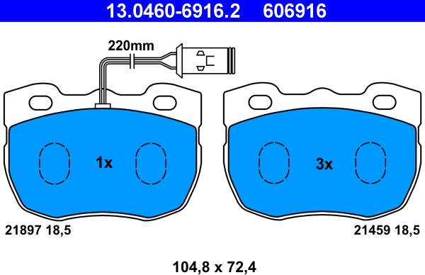 ATE 13.0460-6916.2 - Set placute frana,frana disc aaoparts.ro