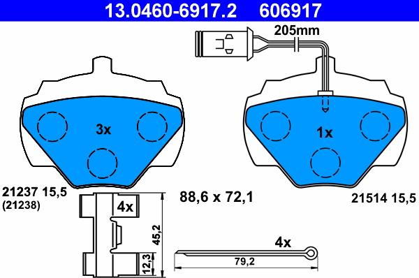 ATE 13.0460-6917.2 - Set placute frana,frana disc aaoparts.ro