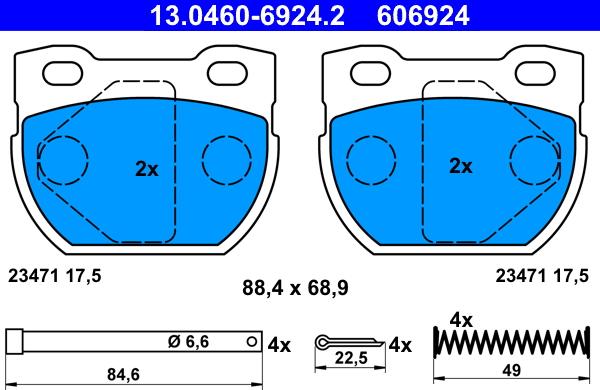 ATE 13.0460-6924.2 - Set placute frana,frana disc aaoparts.ro