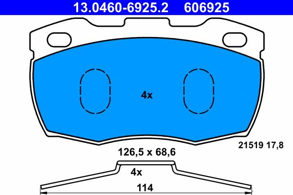 ATE 13.0460-6925.2 - Set placute frana,frana disc aaoparts.ro