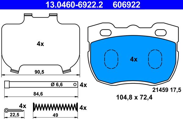 ATE 13.0460-6922.2 - Set placute frana,frana disc aaoparts.ro