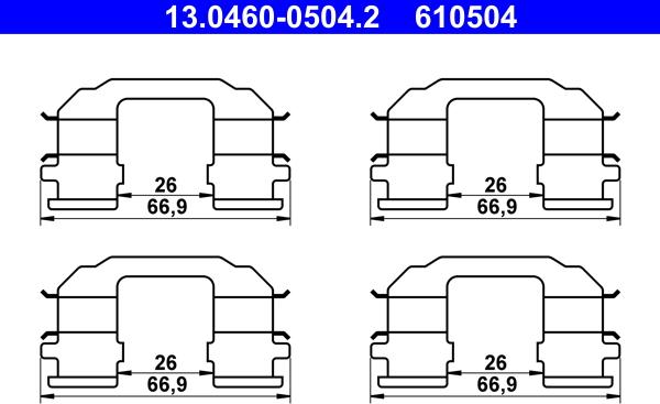 ATE 13.0460-0504.2 - Set accesorii, placute frana aaoparts.ro