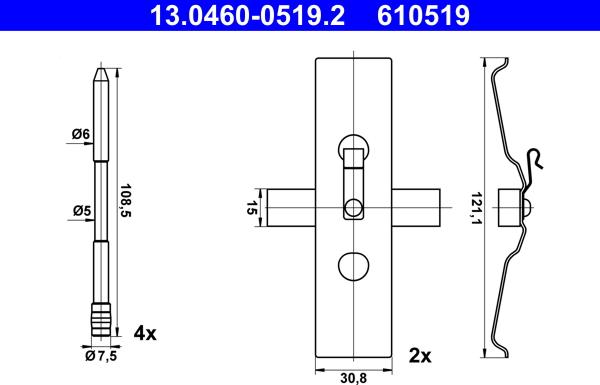 ATE 13.0460-0519.2 - Set accesorii, placute frana aaoparts.ro