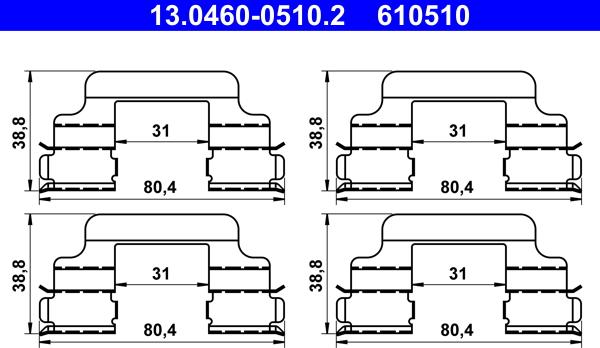 ATE 13.0460-0510.2 - Set accesorii, placute frana aaoparts.ro