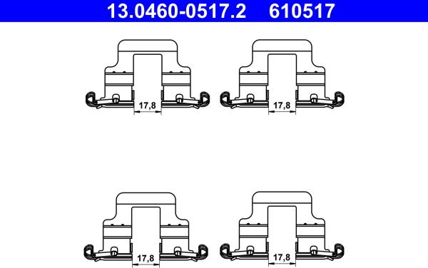 ATE 13.0460-0517.2 - Set accesorii, placute frana aaoparts.ro