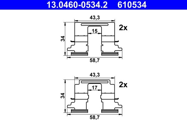 ATE 13.0460-0534.2 - Set accesorii, placute frana aaoparts.ro