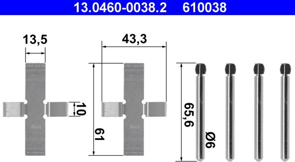 ATE 13.0460-0038.2 - Set accesorii, placute frana aaoparts.ro