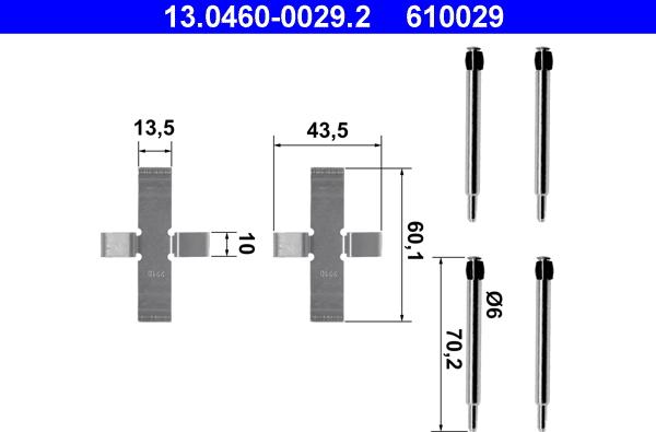 ATE 13.0460-0029.2 - Set accesorii, placute frana aaoparts.ro