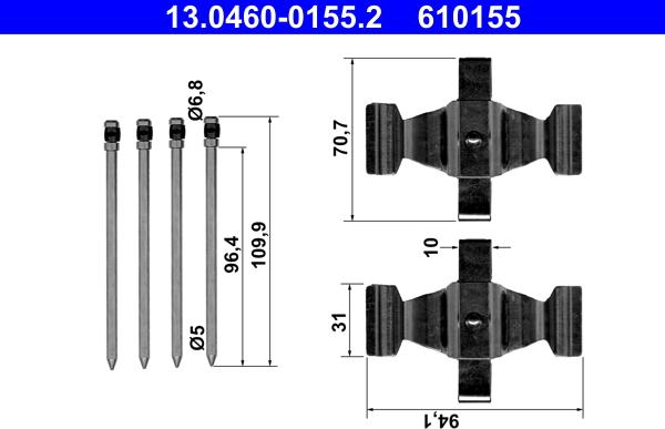 ATE 13.0460-0155.2 - Set accesorii, placute frana aaoparts.ro