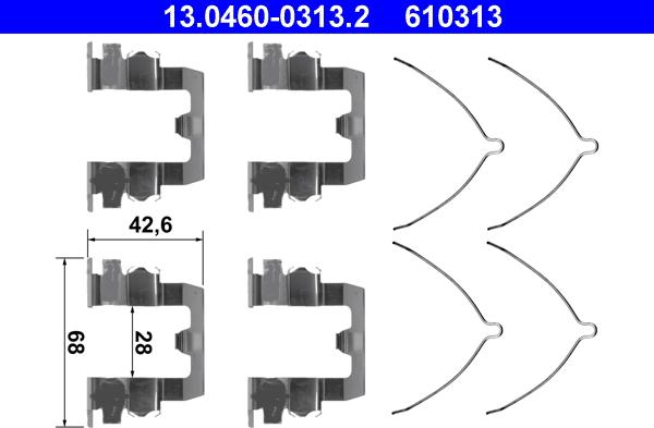 ATE 13.0460-0313.2 - Set accesorii, placute frana aaoparts.ro