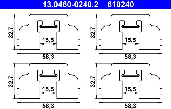 ATE 13.0460-0240.2 - Set accesorii, placute frana aaoparts.ro