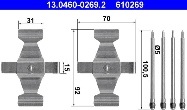 ATE 13.0460-0269.2 - Set accesorii, placute frana aaoparts.ro