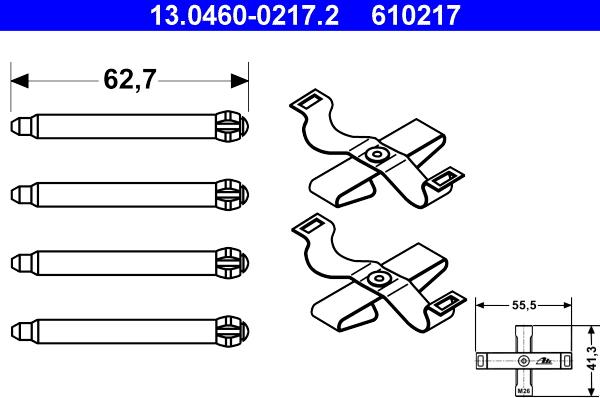 ATE 13.0460-0217.2 - Set accesorii, placute frana aaoparts.ro