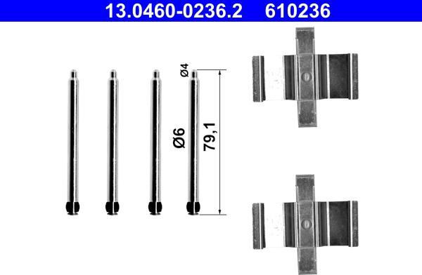 ATE 13.0460-0236.2 - Set accesorii, placute frana aaoparts.ro