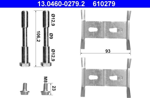 ATE 13.0460-0279.2 - Set accesorii, placute frana aaoparts.ro