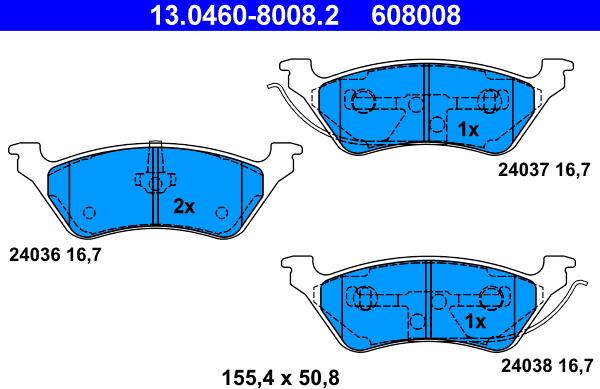 ATE 13.0460-8008.2 - Set placute frana,frana disc aaoparts.ro