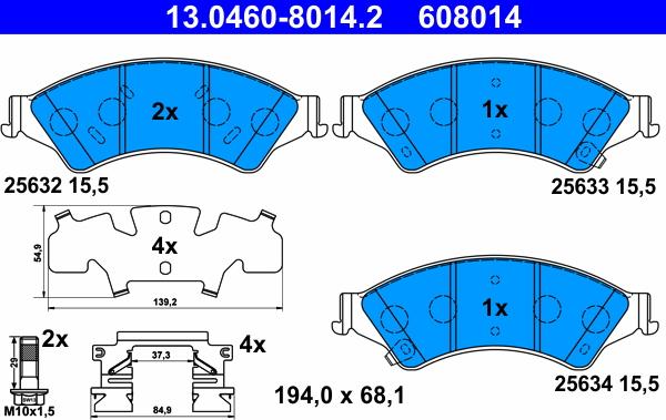 ATE 13.0460-8014.2 - Set placute frana,frana disc aaoparts.ro