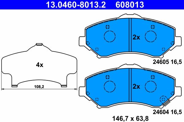 ATE 13.0460-8013.2 - Set placute frana,frana disc aaoparts.ro