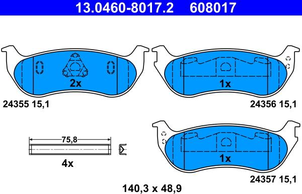 ATE 13.0460-8017.2 - Set placute frana,frana disc aaoparts.ro