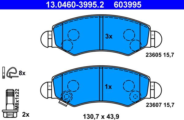 ATE 13.0460-3995.2 - Set placute frana,frana disc aaoparts.ro