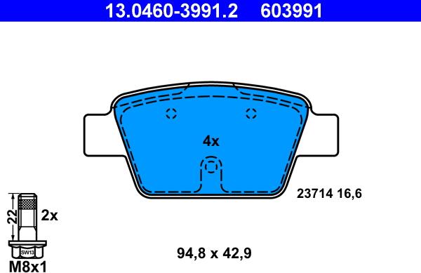 ATE 13.0460-3991.2 - Set placute frana,frana disc aaoparts.ro