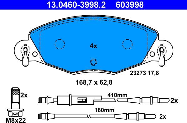 ATE 13.0460-3998.2 - Set placute frana,frana disc aaoparts.ro