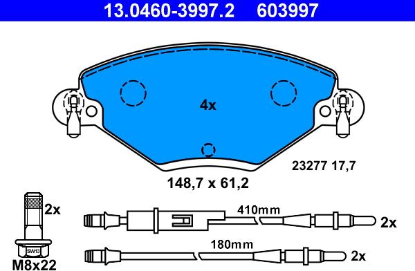 ATE 13.0460-3997.2 - Set placute frana,frana disc aaoparts.ro