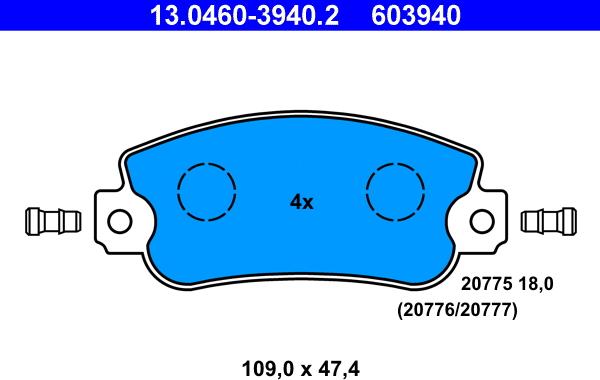 ATE 13.0460-3940.2 - Set placute frana,frana disc aaoparts.ro