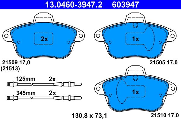 ATE 13.0460-3947.2 - Set placute frana,frana disc aaoparts.ro